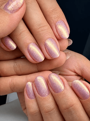 Pink aurora shimmer gel nails
